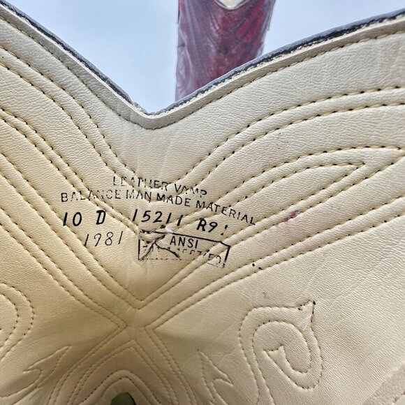 Miragum Men Size 10D Brown Burgundy Leather Slip Resistant Pull On Western Boot - Picture 10 of 13